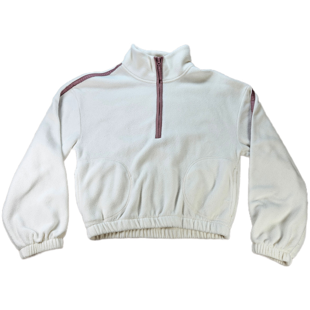 Old Navy Active Sweater Womens XL (14-16) Cream Quarter-Zip Fleece Pullover